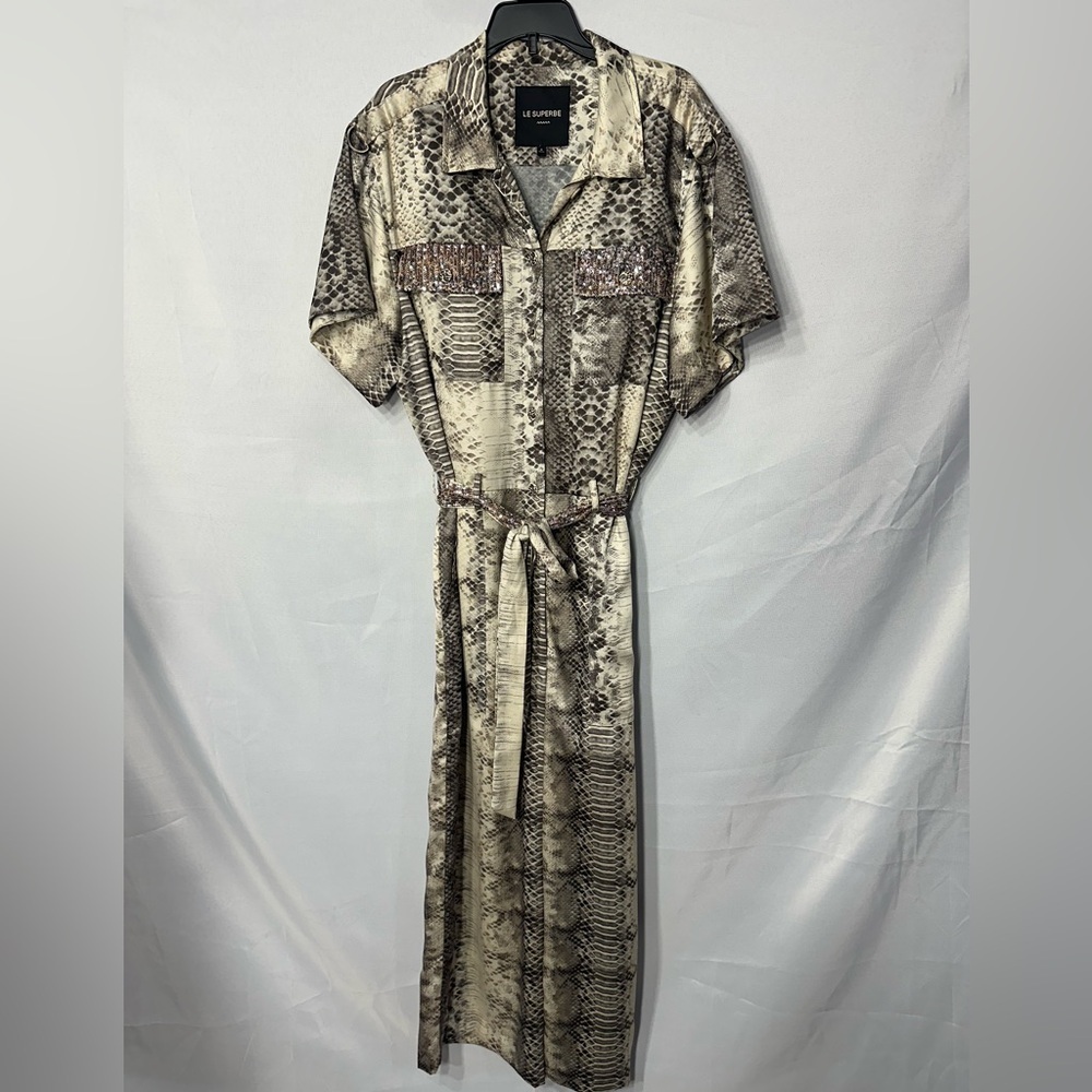 LE SUPERBE Snake Print Maxi jumpsuit size 4 pre owned Exellent condition